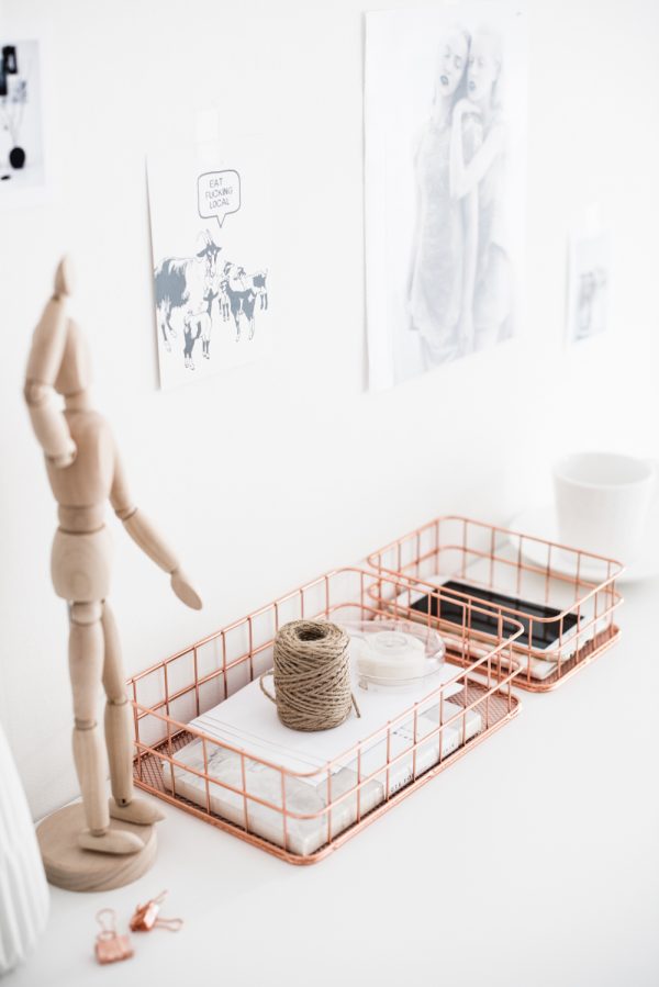 Металлические корзины для мелочей «розовое золото» — трендовый органайзер для домашнего офиса