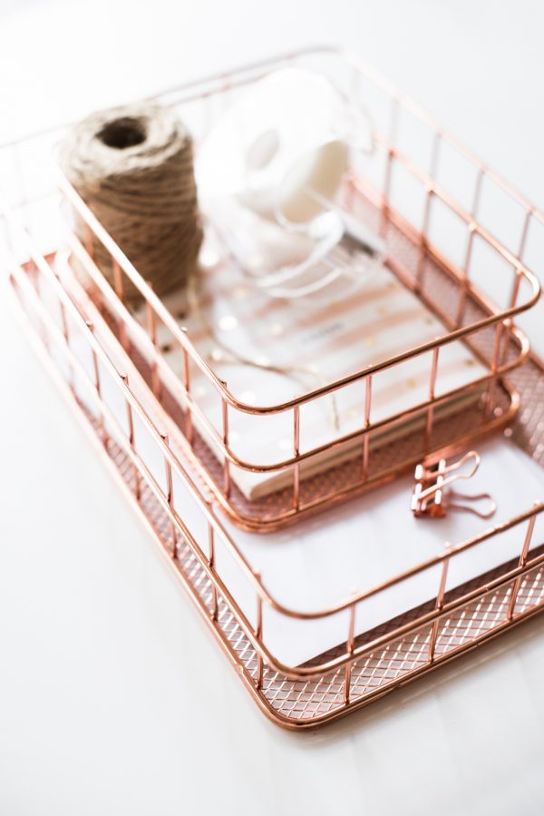 Металлические корзины для мелочей «розовое золото» — трендовый органайзер для домашнего офиса