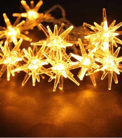 Гирлянда Pointed stars с теплым белым светом, лампочки в форме остроконечных звезд. Новогодняя и интерьерная электрическая гирлянда LED в форме маленьких звездочек