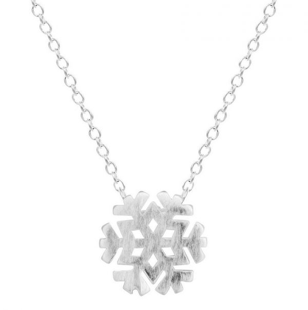 Женская серебряная подвеска снежинка на цепочке