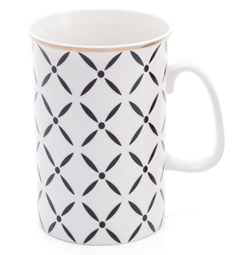 Элегантная фарфоровая кружка Cross, чашка для кофе и чая с черно-белым орнаментом и золотым ободком