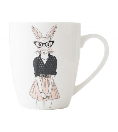 Белая керамическая чашка Smart Bunny с кроликом в очках