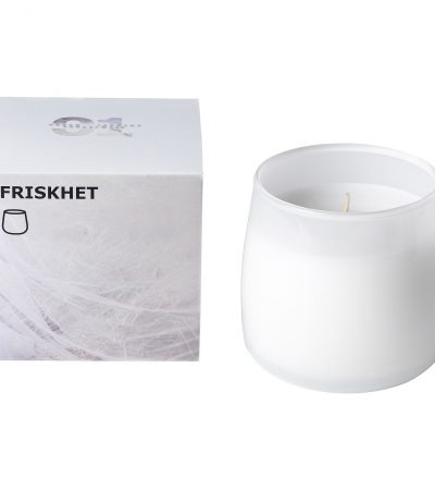 Ароматическая свеча в подсвечнике из матового стекла с деликатным ароматом сандалового дерева и жасмина.