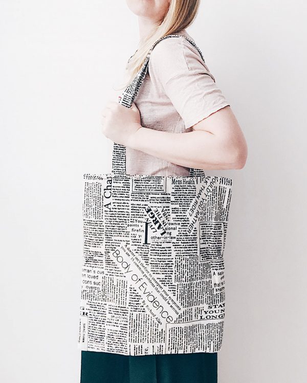 Вместительная сумка-шоппер с газетным принтом, большая сумка для покупок с рисунком газетной страницы