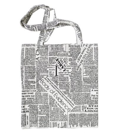 Вместительная сумка-шоппер с газетным принтом, большая сумка для покупок с рисунком газетной страницы