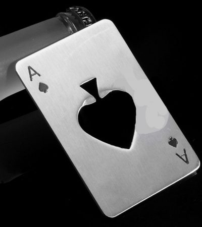 Открывалка для бутылок Ace of Spades, металлическая открывалка в форме карты пиковый туз — элегантный и практичный подарок для любителей карточной игры. Небольшая удобная открывалка из нержавеющей стали, открывалка туз пик