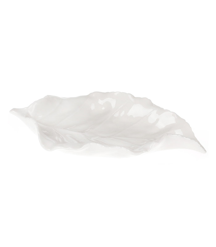 Белая тарелочка для хранения украшений White Leaf. Блюдо в форме листа