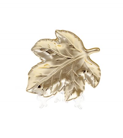 Золотое блюдо лист, небольшое керамическое блюдо в форме виноградного листа золотистого цвета