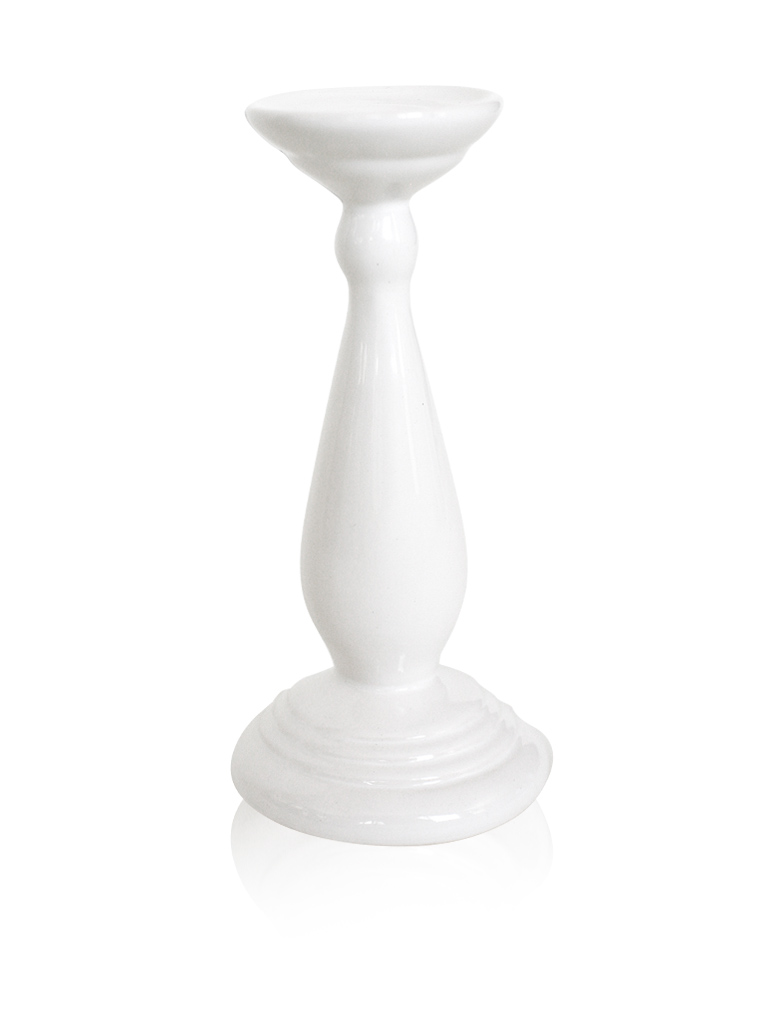Классический высокий подсвечник для длинной свечи, белый керамический подсвечник на ножке