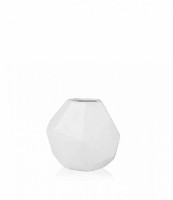 Небольшая белая керамическая ваза геометрической формы Polygonal Mini. Элегантная многогранная интерьерная ваза в Скандинавском стиле