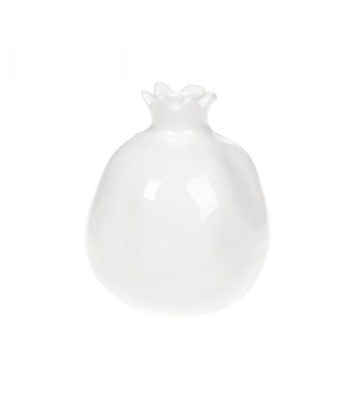 Белая керамическая ваза в форме граната, белый гранат — декор в интерьер и основа для цветочной композиции