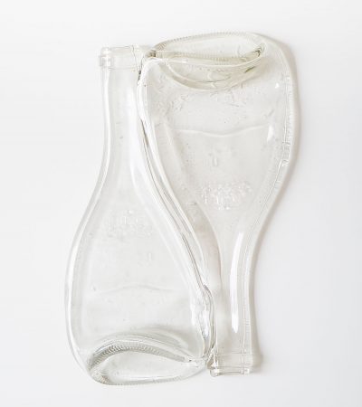 Уникальная двойная доска для сервировки из расплавленного стекла, сделанная из двух сплавленных при высокой температуре стеклянных бутылок