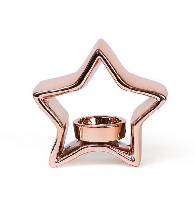 Праздничный керамический подсвечник звезда элегантного цвета розового золота