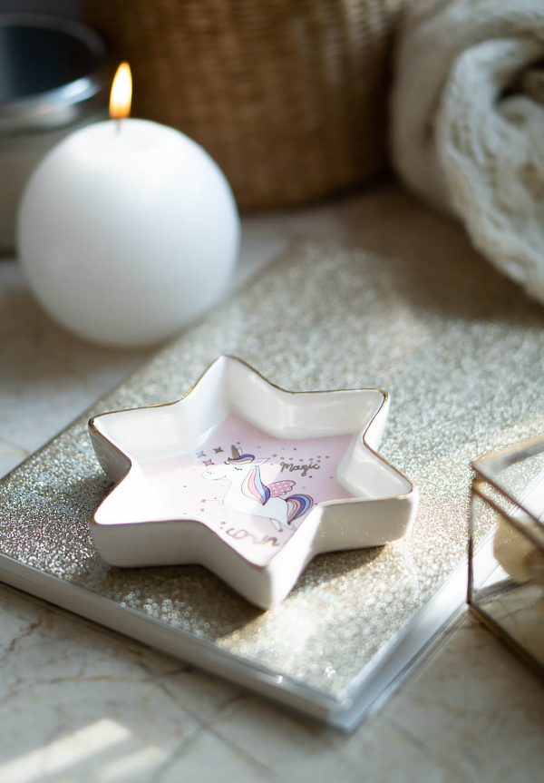 Тарелочка для украшений Magic Unicorn, керамическая подставка для бижутерии в форме звезды с единорогом