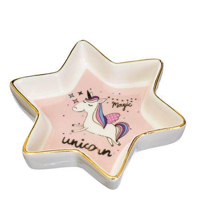 Тарелочка для украшений Magic Unicorn, керамическая подставка для бижутерии в форме звезды с единорогом