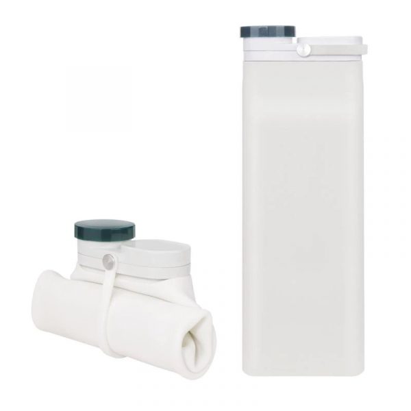 Трендовая складная силиконовая бутылка для воды, белая компактная прямоугольная бутылочка для воды