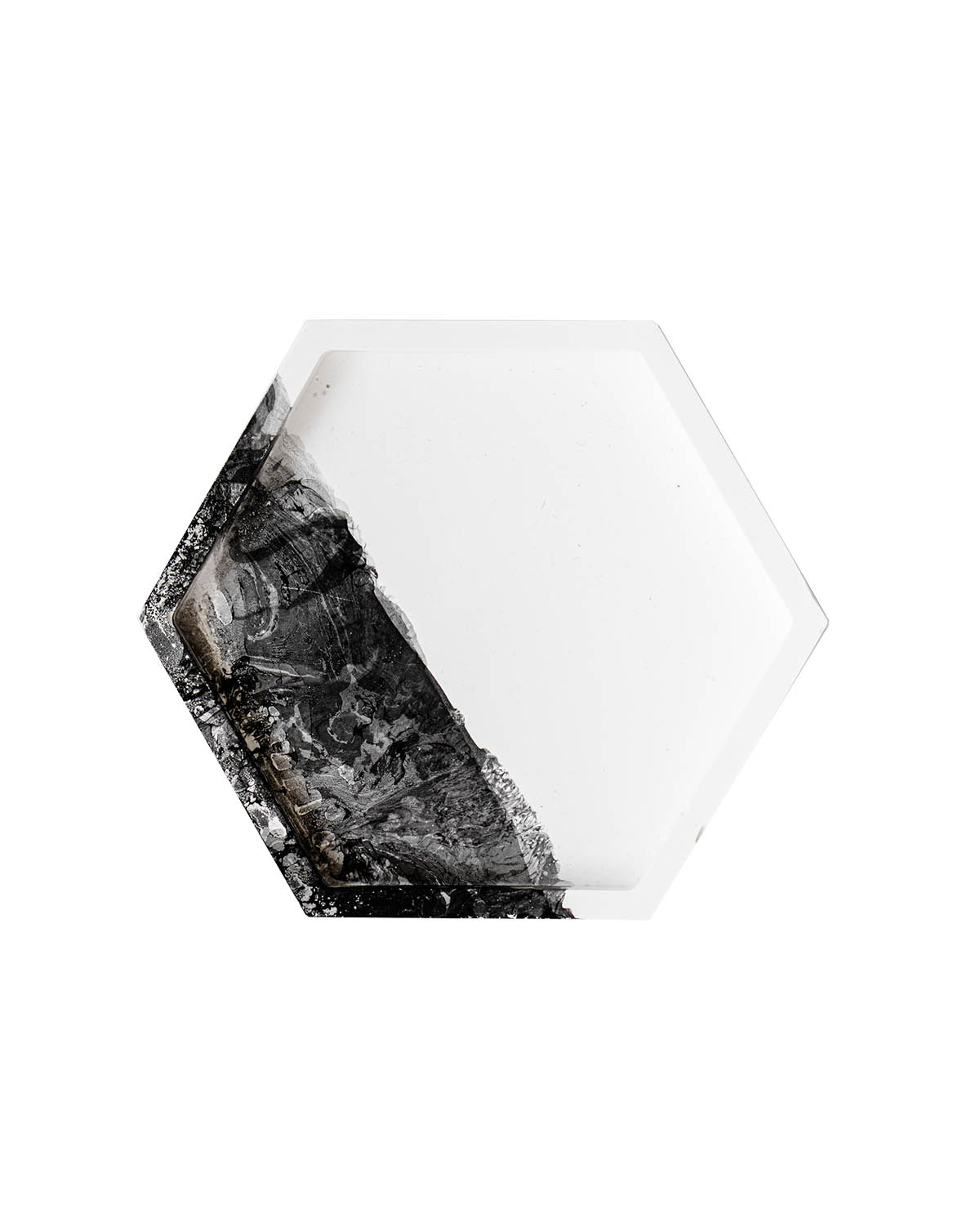 Шестиугольная подставка для хранения украшений Hexagon Black, тарелочка сота ручной работы с декором