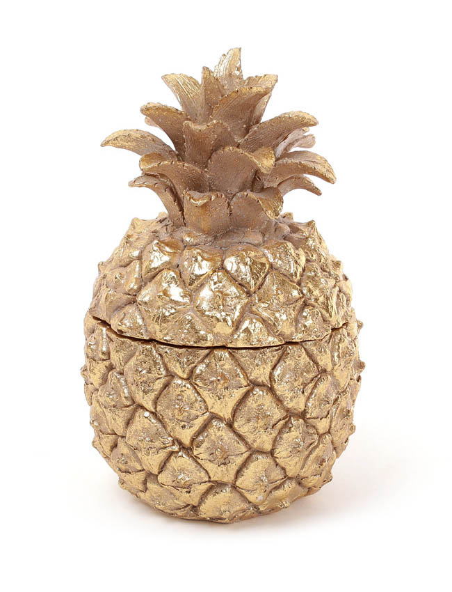Шкатулка золотий ананас, інтер'єрний декор та скринька для зберігання прикрас в формі ананасу