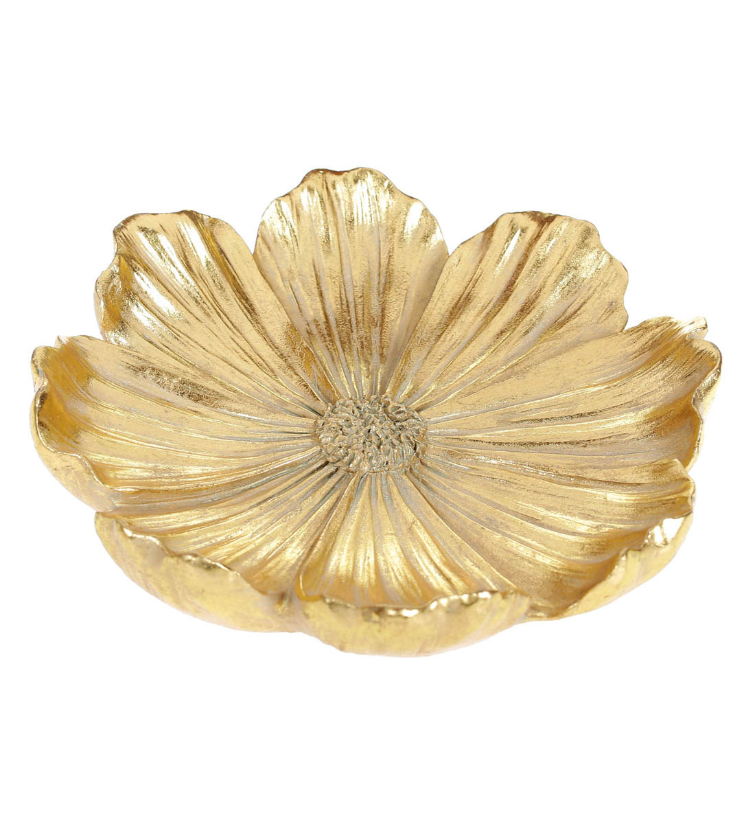 Золоте декоративне блюдо у вигляді квітки космеї, інтер'єрна підставка квітка