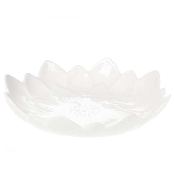 Порцелянове блюдо білий лотос, декоративна тарілка в формі квітки білого лотосу