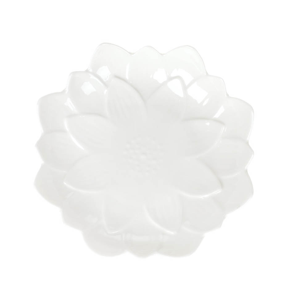 Порцелянове блюдо білий лотос, декоративна тарілка в формі квітки білого лотосу