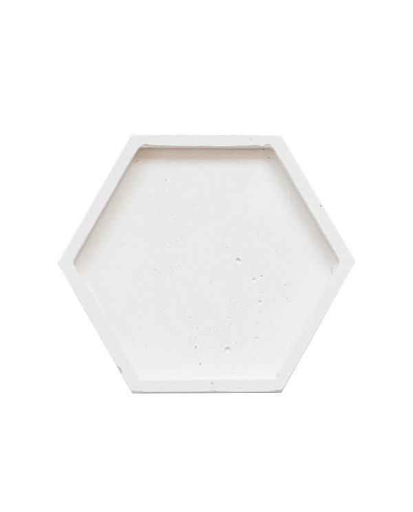 Шестикутна біла підставка для зберігання прикрас Hexagon White, тарілочка сота ручної роботи без декору та малюнків