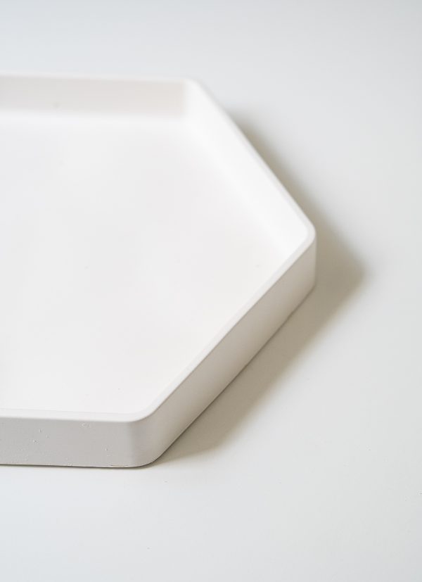 Елегантний білий шестикутний піднос для декору, мінімалістичний декоративний піднос-сота
